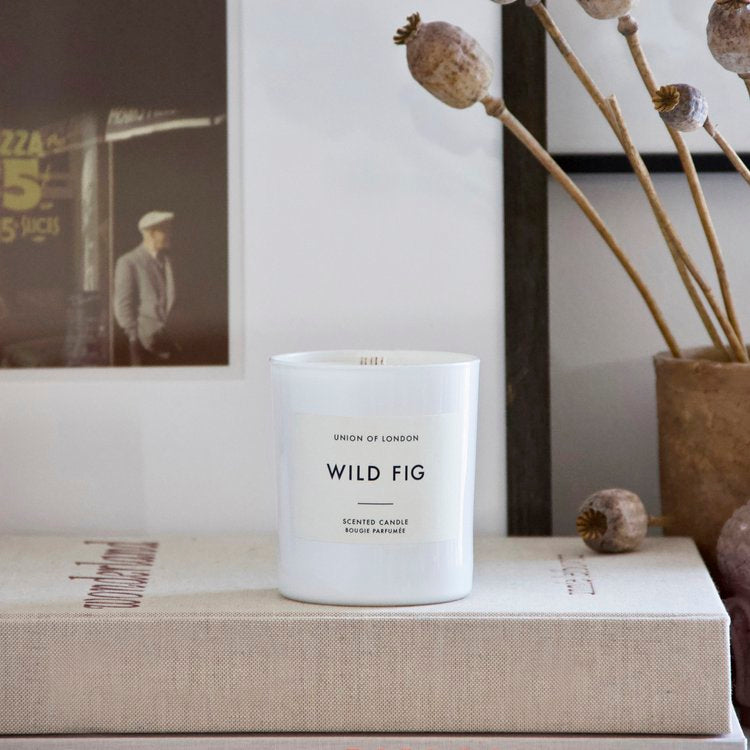 We are so delighted to be stocking Union of London's gorgeous candles.  The Wild Fig large white candle soothes and comforts with a relaxing scent of freshly picked fig.  Perfect for a snug! All of Union of London's candles are hand poured from soy wax and they only use quality fragrances and essential oils so they give a lovely clean burn.  The unique wide cotton wick creates a large warm light giving any room an added elegance.