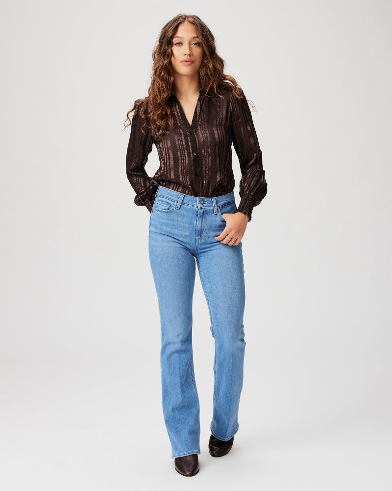 The high-rise Laurel Canyon jean is a vintage style from Paige that feels fresh in this light-blue wash. Boot Cut is having a huge resurgence and these are just perfect.&nbsp; With lots of character and comfort and plenty of stretch and recovery they come with a 32' inseam and pair perfectly with flats or, if you are slightly shorter, a heel.