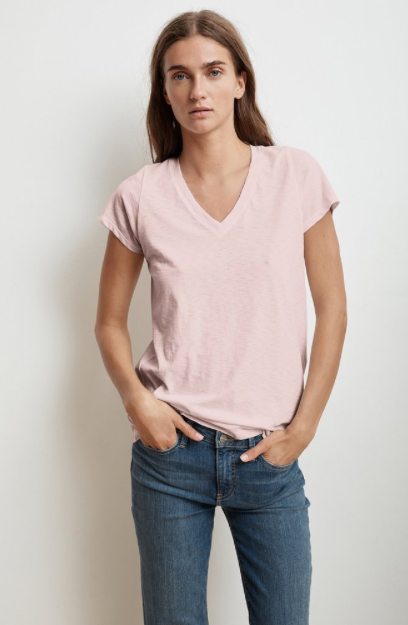 Another perfectly crafted tee from Velvet by Graham & Spencer.  The depth of the v, the softest cotton and a flattering silhouette combine to create a tee that you will want to wear almost daily.  Please may we have one in every colour!