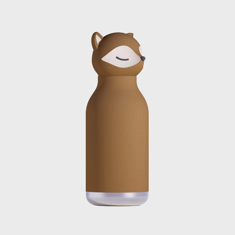 We love this fun "Fox" water bottle.&nbsp; A double wall vacuum insulated bottle with a soft touch silicone outer, it will keep drinks cold for 24 hours and it is leak proof when closed. A fun silicone head can be removed and inside is a flexi straw to drink from.&nbsp; It will de tricky to choose which character to go for!&nbsp;&nbsp;

Measures 82 x 220 x 82mm.&nbsp; Holds 460 ml.