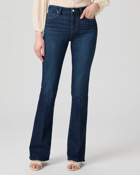 The high-rise Laurel Canyon jean is a vintage style from Paige and we love this jean!&nbsp; Boot Cut is definitely having a resurgence and this extremely versatile pair have the look of authentic denim whilst being very comfortable with plenty of stretch and recovery. They come with a 32' inseam and are a great dark denim.&nbsp; &nbsp;They pair perfectly with a heel for evening or a trainer for a more day look.