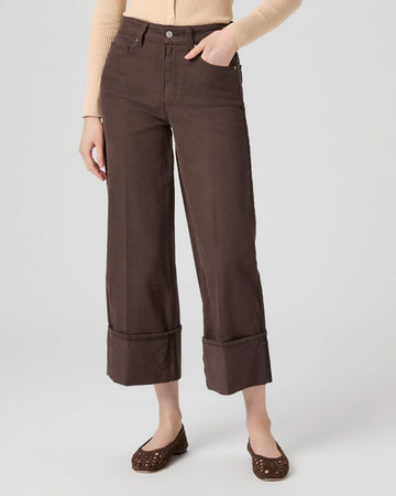 Sasha is back for Autumn in a very on trend chocolate with a bit turn up!&nbsp; We love it!&nbsp; Featuring a high rise, a relaxed fit and ankle length and crafted from Paige's signature super soft fabric these will quickly become a favourite you will reach for again and again