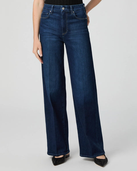 This modern high waisted wide leg jean from Paige has an easy relaxed fit and the elongated silhouette gives an effortlessly chic look. Crafted from Paige's signature vintage denim and featuring an extra long length and finished hem these will feel perfectly lived in from the first wear. This fabulous dark wash lends itself to evening wear so pair with a silk shirt and a heel for an effortless "out out" look.