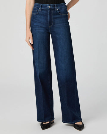 This modern high waisted wide leg jean from Paige has an easy relaxed fit and the elongated silhouette gives an effortlessly chic look. Crafted from Paige's signature vintage denim and featuring an extra long length and finished hem these will feel perfectly lived in from the first wear. This fabulous dark wash lends itself to evening wear so pair with a silk shirt and a heel for an effortless "out out" look.