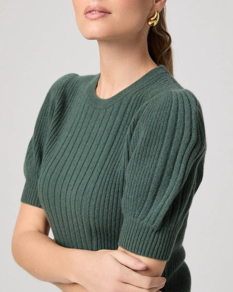Ah this is such a lovely jumper!&nbsp; Crafted from super soft 100% cashmere in a gorgeous green Kato features a subtle mixed rib texture, softly puffed sleeves and a crew neck line.&nbsp; Perfect paired with the new Laurel Canyon Black Fog Coated jean and a heel for a modern yet feminine evening look!&nbsp;