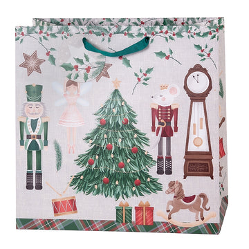 Make your Christmas wrapping easier with these adorable nutcracker gift bags with gift card attached.  H: 19 cm W: 21 cm D: 10 cm