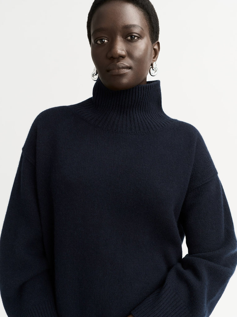 This is a classic style from Soft Goat.&nbsp; A nice chunky knit with a relaxed shape and crafted from 100% cashmere in 6ply this is just the thing to pair with your favourite denim for a chilly weekend walk!&nbsp; A very similar style to Soft Goat's Girlfriend Turtleneck but less thick cashmere.&nbsp; Also available in greige and white you may want more than one!