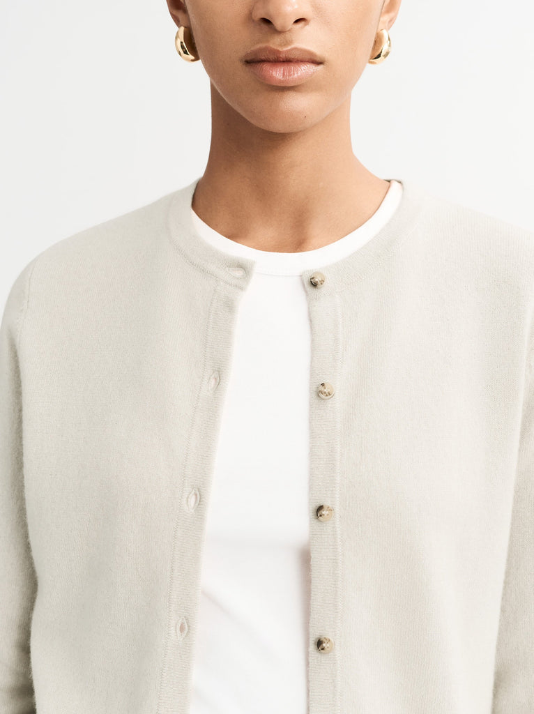 We do love a cardigan and this one from Soft Goat does not disappoint!&nbsp; Crafted from their signature super soft 2 ply cashmere (so a bit lightweight) with a slim fit and a button front this looks great over a blouse but also can be worn on it's own.&nbsp; And as it is 2 ply you can layer this under a jacket.&nbsp; A wardrobe basic that is anything but basic.