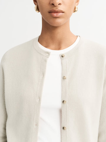 We do love a cardigan and this one from Soft Goat does not disappoint!&nbsp; Crafted from their signature super soft 2 ply cashmere (so a bit lightweight) with a slim fit and a button front this looks great over a blouse but also can be worn on it's own.&nbsp; And as it is 2 ply you can layer this under a jacket.&nbsp; A wardrobe basic that is anything but basic.