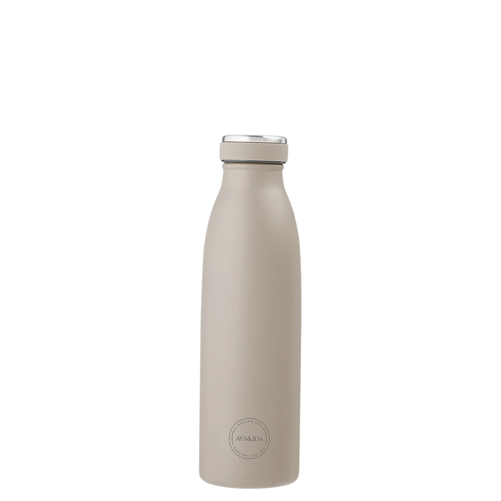 We're delighted to be stocking bottles by Danish brand AYA&IDA. Made from first-class approved stainless steel 18/8, all AYA&IDA products are tested to meet food contact grade testing. They will keep your drinks cold for 24 hours and warm for 12. Perfect for keeping you hydrated on the go! 

