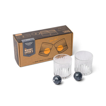 The perfect gift for the whisky lover in your life!&nbsp; This lovely sets has 2 heavy glass tumblers and 2 granite spherical whisky stones.&nbsp; These clever stones will not water down your whisky so your drink stays perfect til the last drop.