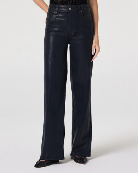 One of our favourite styles from Paige, Sasha, is back for Autumn with a luxury dark navy wax coating.&nbsp; This style features a slightly relaxed shape and a wide long leg which makes it super flattering.&nbsp; With a leather like look but as comfy as your favourite denim and obviously as it's Paige there is plenty of stretch and recovery your fit stays flawless from morning to night.