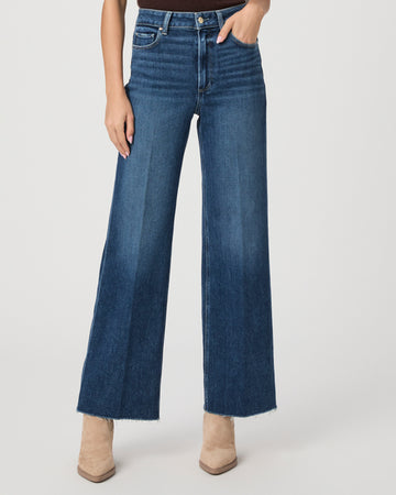 In a perfect wash for Autumn/Winter this modern high waisted wide leg jean from Paige has an easy relaxed fit and the elongated silhouette gives an effortlessly chic look. Crafted from Paige's signature vintage denim and featuring an extra long length and raw hem these will feel perfectly lived in from the first wear. 