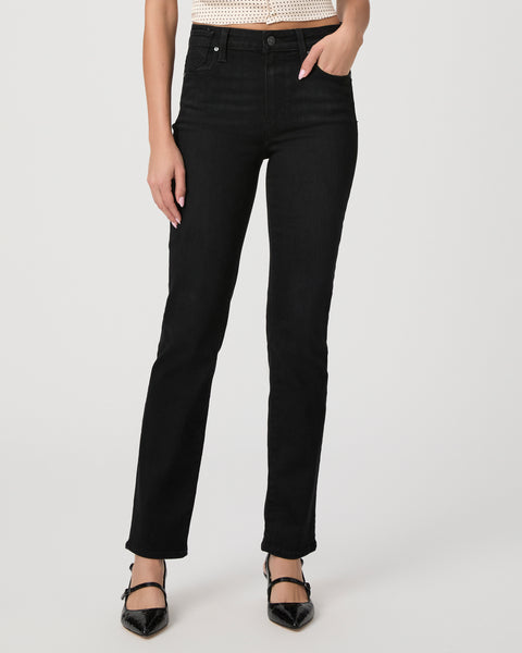 Sometimes nothing will do but classic black denim!&nbsp; This Cindy 30" in black caviar is just the perfect black jean.&nbsp; Featuring a high rise and a long straight leg this is a flattering jean that is great to dress up or down.&nbsp; The Paige Transcend Vintage denim is super comfy and has great stretch and recovery.&nbsp; Pair with a pretty silk blouse and heeled boots for the evening or with trainers and a jumper for everyday.