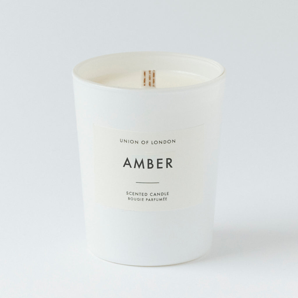 We are so delighted to be stocking Union of London's gorgeous candles.  The Amber small white candle has a beautifully blended scent of musk with notes of honey.  Amber is such a wonderful warming scent - slightly smoky, yet also powdery and woody.  A perfect candle for Autumn.