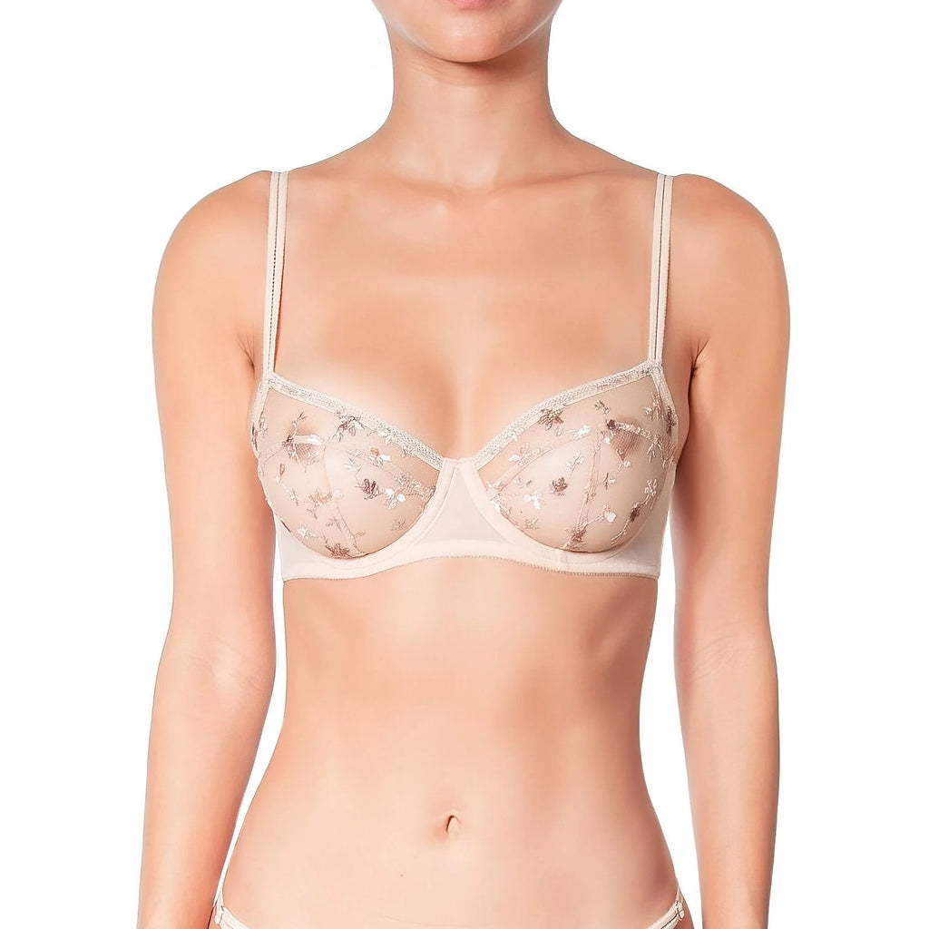 The Reveuse underwire bra is pretty and elegant - a must have in your lingerie drawer!  Designed to give exceptional lift, this sexy demi-cut bra features delicate stretch floral lace and adjustable shoulder straps.  Pair with the matching thong for a put together look.  
