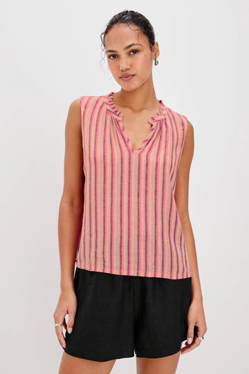 This pretty little sleeveless top from Rails is perfect for when the temperatures rise!&nbsp; Crafted from their signature super soft fabric and featuring a flattering v neck and a very on trend stripe.&nbsp; Perfect to pair with your favourite denim shorts.