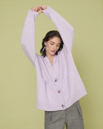 We do love a cosy cardigan and this one from Podeny does not disappoint!&nbsp; Crafted from their signature super soft cashmere and wool blend and featuring a v neck, simple dropped shoulders and a slouchy relaxed silhouette all you need is a smushy sofy and a crackling fireplace for a warm and wintry night in.&nbsp; Clearly lovely enough to wear out and about as well, this is a wearable hug.&nbsp;