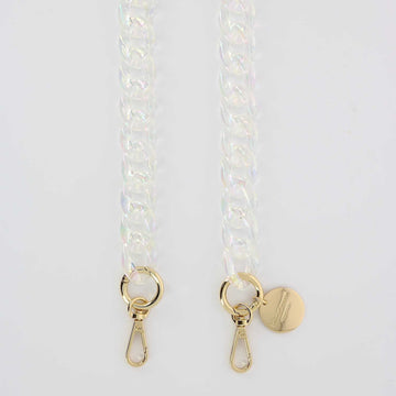 In a go with anything clear, the Sarah chain will not only keep your phone close by but add a touch of French chic to your ensemble. The chain measures 120cm and can be worn across the body or around the neck. The attachable phone cases and universal adapters are sold separately.

