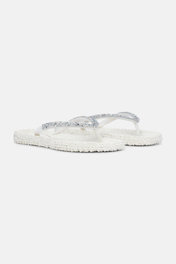 We are delighted to be stocking these flip flops by Danish brand Ilse Jacobsen.  They are made with air rubber making them lightweight and flexible.  The patterned insole gives a gentle massaging effect, making them extremely comfortable.  They feature a  thong strap decorated with glitter stones and are also available in Army Green and Bluebell.