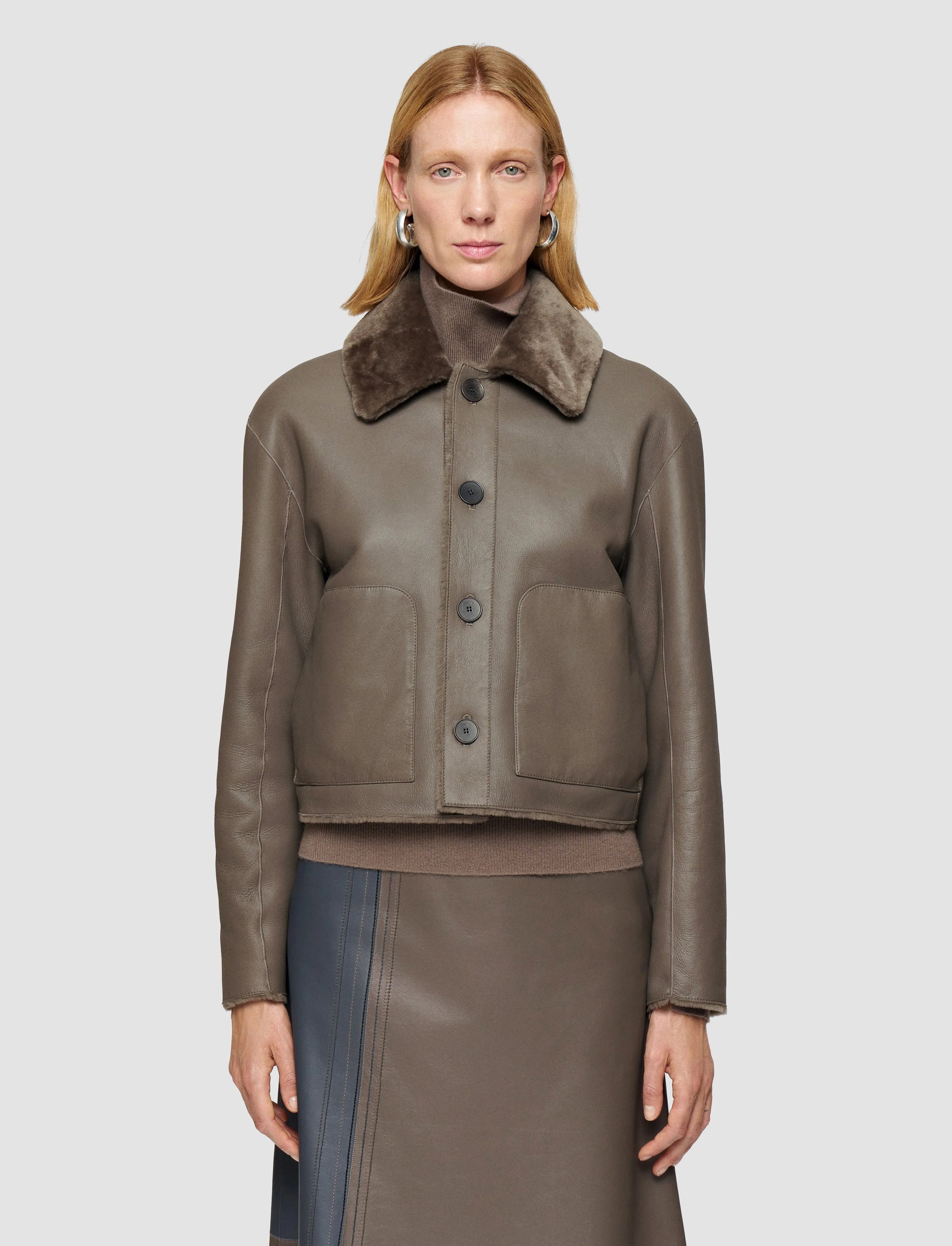 Alloway Reversible Shearling Jacket Mushroom | Joseph | Peek