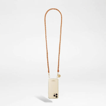 No need to search for your phone at the bottom of your bag or on your desk, it now follows you everywhere! They can be worn across the body or just around your neck.  The Lou Chain measures 120cm long and is made in ultra resistant resin. The gold carabiners firmly attach to their phone holder. The phone holders are sold separately!   