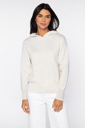 We love a hoodie and this super soft cashmere one from Kinross Cashmere does not disappoint!&nbsp; In a beautiful silvery grey colour and with a slight v neck this is perfect paired with your favourite denim when the temperatures take a dip.&nbsp; Also looks great paired with your maxi or midi skirts.&nbsp; A great addition to your hoodie collection!