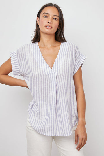 The Nala Shirt is a great everyday staple!  Crafted from luxury linen and featuring a flattering v neck and a relaxed shape this is perfect with your favourite Paige shorts for a relaxed easy day look.