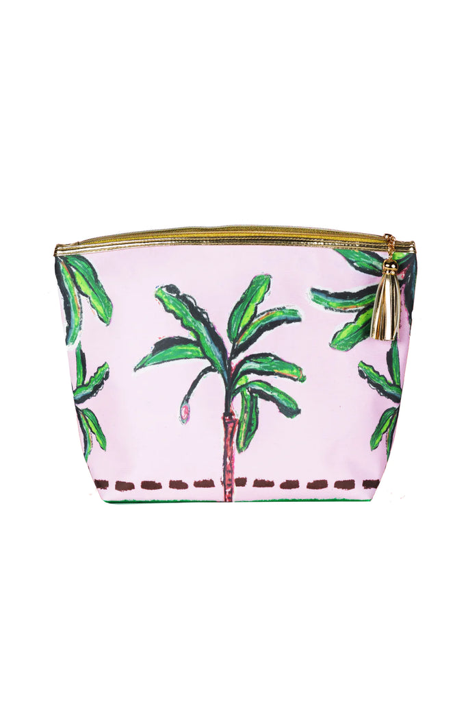 The Jessica Russell Flint classic make up bag is the perfect size for storing all your make up!   Shown here in the gorgeous Pink Palm print the bag features beautiful twill lining on the inside and waterproof vegan leather on the outside.   