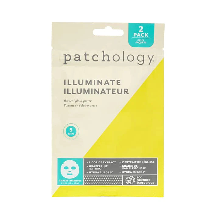 Put your freshest face forward with the Illuminate Sheet Mask that uses Licorice Extract to brighten the skin, Grapefruit Seed Extract to provide anti-oxidant protection and Vitamin C to encourage collagen production. Look luminous in 5  minutes. This is a pack of 2!