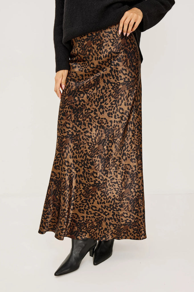 Say hello to Romina!&nbsp; She will quickly become your go to skirt!&nbsp; In a gorgeous dark brown with black spots Romina features a flattering bias cut and is crafted from super soft satin back crepe.&nbsp; Easy to dress up or down - the possibilities are endless - this will quickly become a wardrobe workhorse!