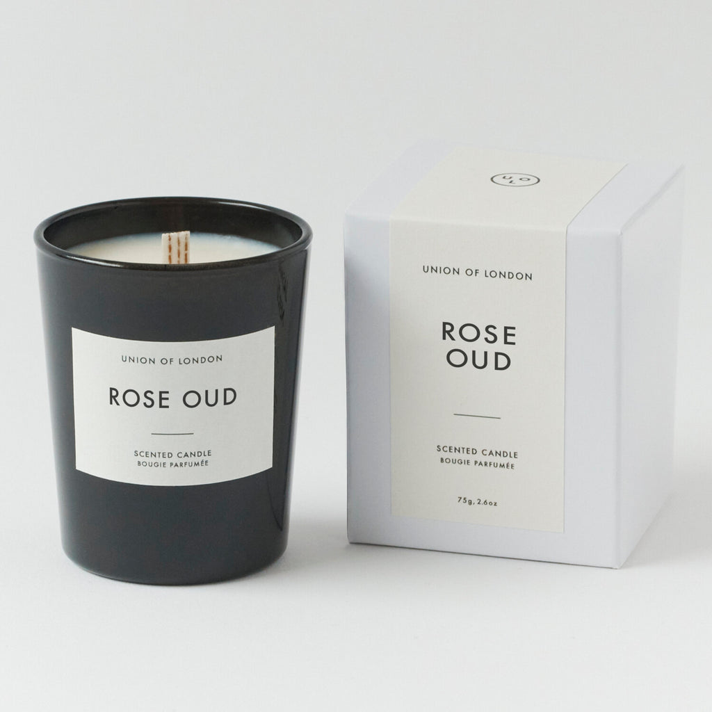 We are so delighted to be stocking Union of London's gorgeous candles. The Rose Oud small black candle is the perfect combination of floral rose and smoky oud with a touch of clove and praline. This is a quiet luxury scent - rich yet soothing. 