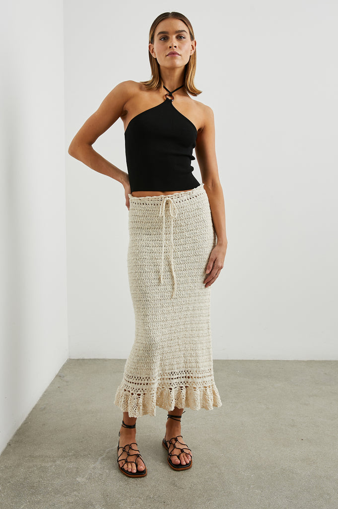 Crochet is definitely having a moment and the Sydney skirt from Rails is simply gorgeous!&nbsp; Super soft and super easy to wear this fitted knit skirt skims your body in the best possible way.&nbsp; Pair with the matching Matilde top for the cutest co-ord!&nbsp; This is effortless cool girl dressing at it's best!