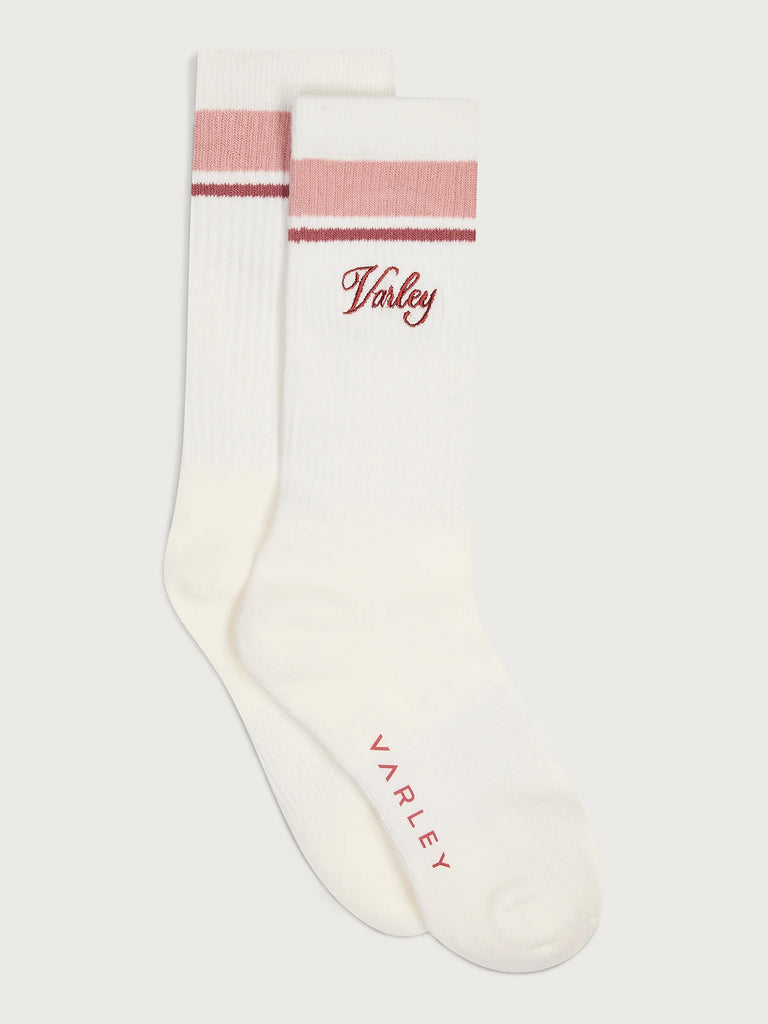 These Lamar Club Socks from Varley are a cotton-blend and feature stripe detailing and the Varley logo. They are perfect for everyday wear.

