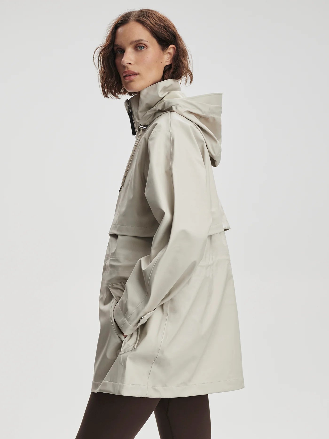Striped Lined Hooded Trench Coat FZYLQY Women's Waterproof Rain