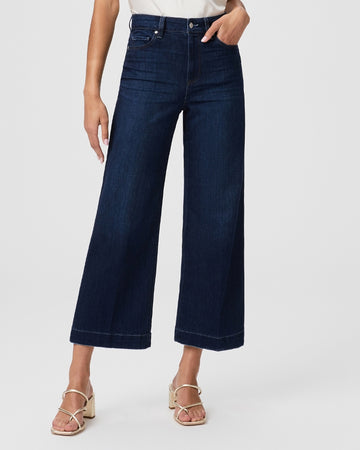 Our favourite wide legged jean is back in a super dark wash - perfect for evening!  This modern high waisted wide leg jean from Paige has an easy relaxed fit and the elongated silhouette gives an effortlessly chic look. Crafted from Paige's signature super soft Transcend Vintage denim this style has loads of stretch and recovery giving you a perfect fit every time!