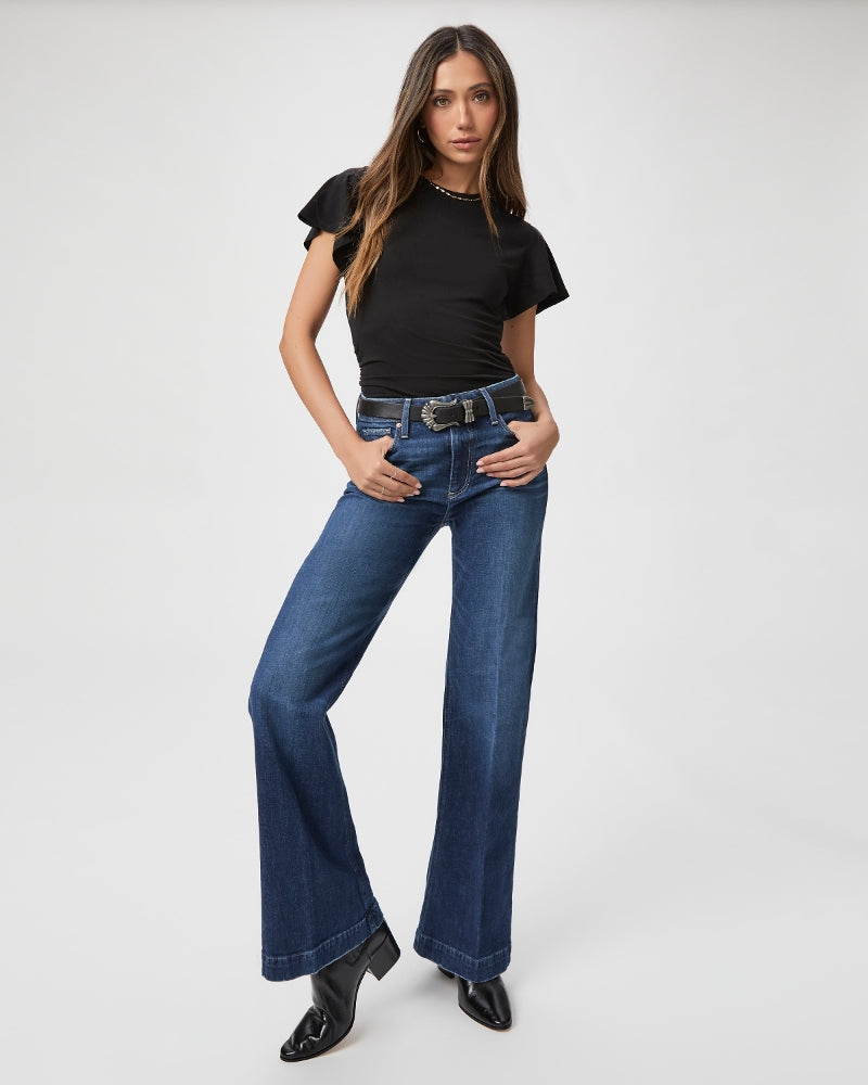 Our favourite wide leg Leenah is back with a slightly longer length so for tall women these are perfect paired with a flat or trainer or if you're more petite they look equally fab with a heel.  Crafted from Paige's customer pleasing Transcend denim in a suepr wearable authentic medium wash these are luxuriously soft and have loads of stretch and recovery so they'll give you a flawless fit from sunrise till moon set. 