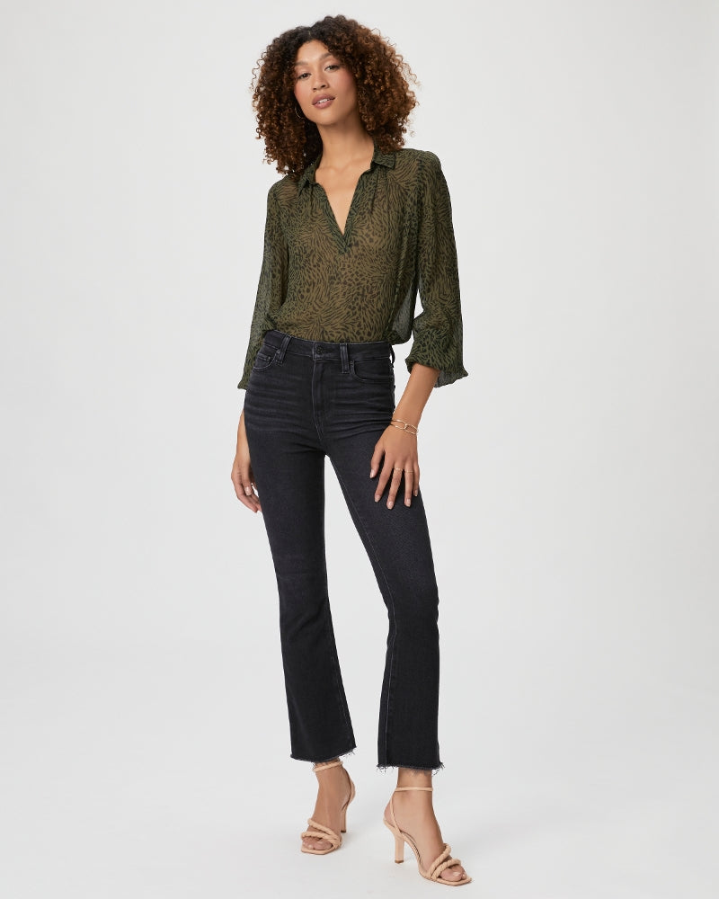These vintage-inspired, high-rise ankle flare jeans from Paige feature lived-in details like the natural whiskering and frayed hem. Cut from their best selling Paige Vintage they've broken these in for you thus making them feel like authentic super soft jeans that you've lived in forever!