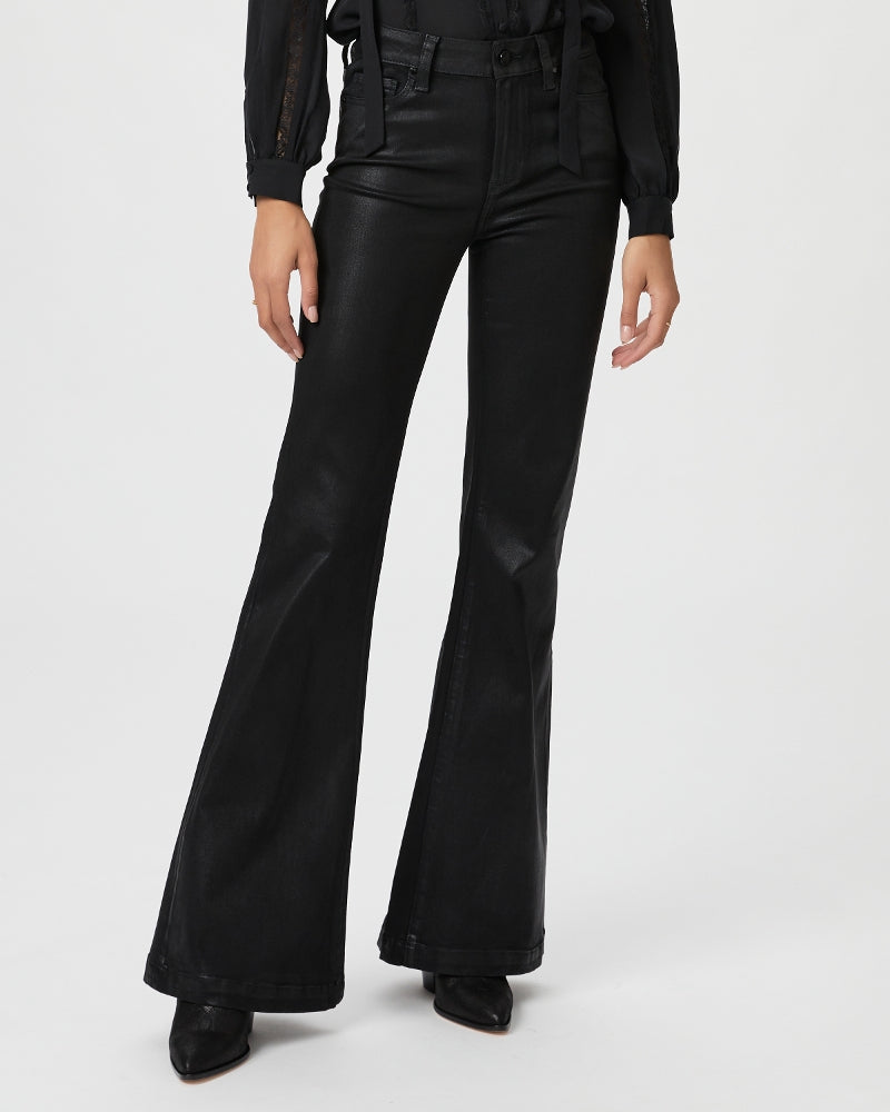 Thank you Paige for creating Genevieve, a 70s inspired flare that creates long lean legs for all of us! Crafted from their coated Transcend denim in a classic black, these are incredibly comfortable but also have excellent stretch and recovery. Pair with boots and tee in the day or dress up with heels and a silk cami for the evening.