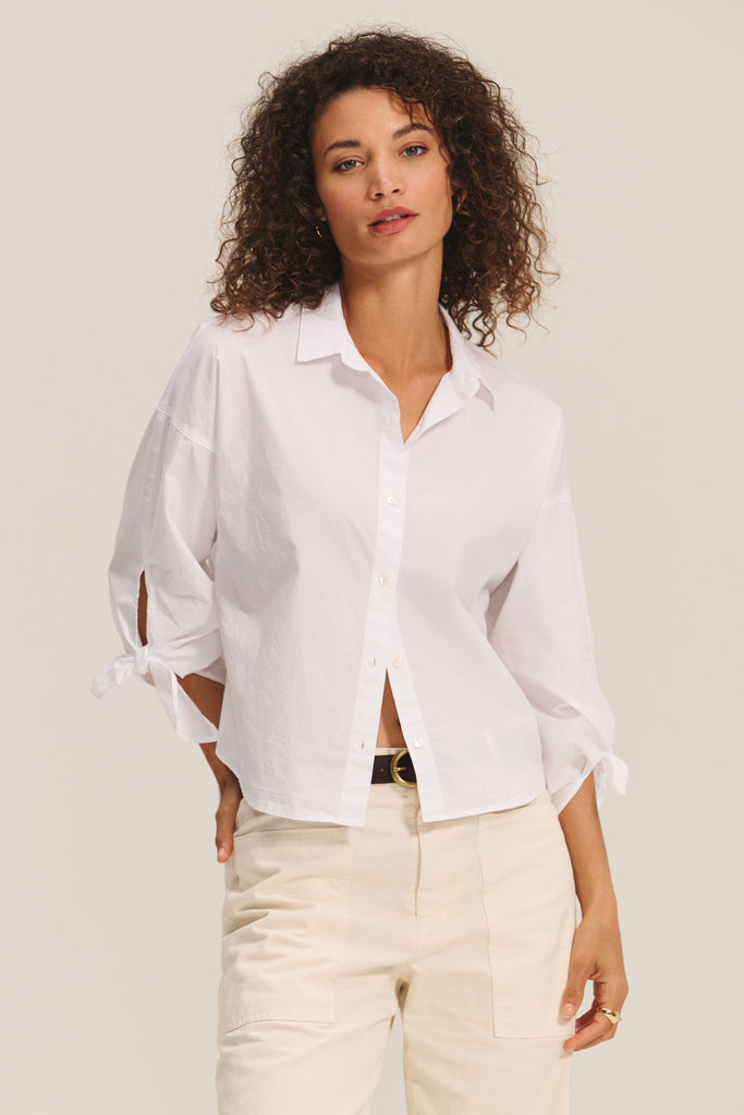 The perfect shirt.&nbsp; The Arlette Shirt from Velvet by Graham &amp; Spencer is crafted from super soft 100% cotton poplin and features a dropped shoulder, a relaxed fit and a feminine tie detail at the 3/4 length sleeve cuff.&nbsp; &nbsp;Also available in store in sesame and chill.