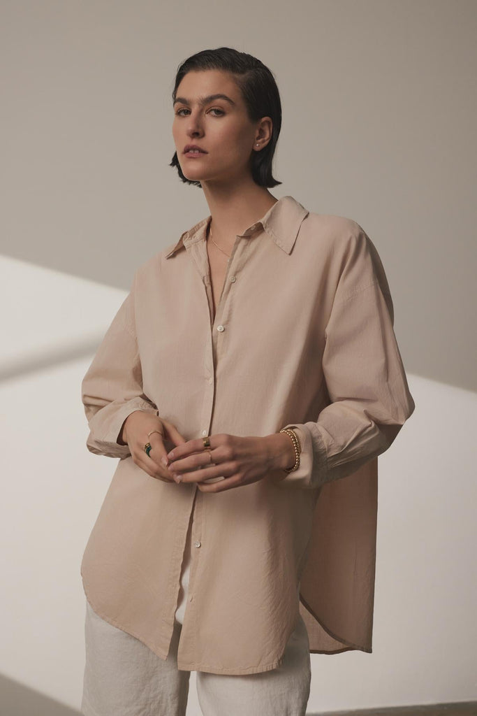 The perfect oversized white.&nbsp; The Redondo Shirt from Velvet by Graham &amp; Spencer is crafted from super soft 100% cotton and features a dropped shoulder and a very relaxed fit.&nbsp; Surprisingly feminine for a shirt that looks like you may have stolen it from your partner!&nbsp;&nbsp;