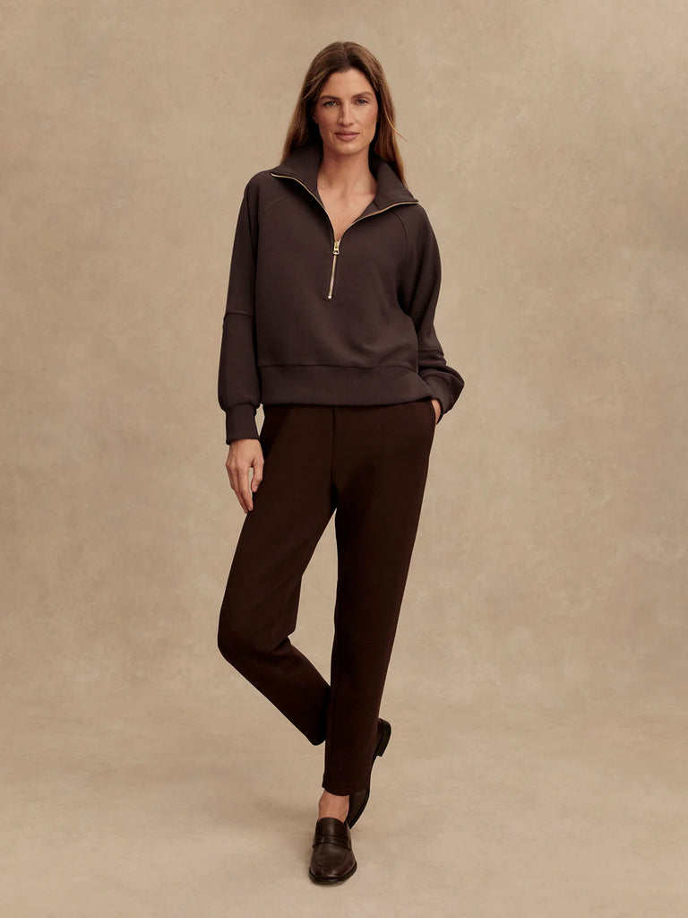 Made from Varley's Ottoman fabric, the Milano Half Zip Sweat features a high neckline with all-over ribbing, raglan sleeves with panelling and a half zip.&nbsp; Pair with any of the Varley sweatpants for a relaxed and comfortable outfit, perfect to travel in or running day to day errands.&nbsp;&nbsp;