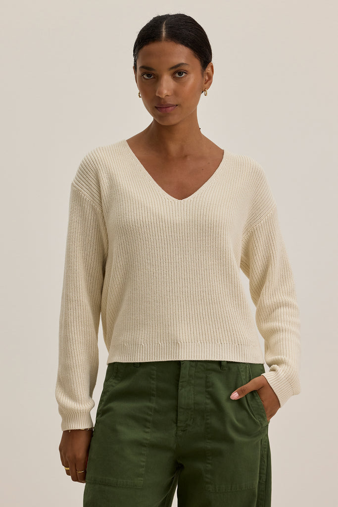 The Napel Jumper is a super soft cotton knit from Velvet by Graham &amp; Spencer.&nbsp; This lovely pullover features a flattering v neck and a short boxy shape which is perfect paired with your favourite wide legged denim or trouser.