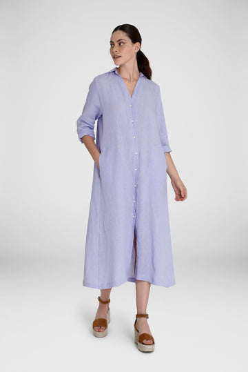 Gorgeous easy to wear linen button through shirt dress from Whyci.  A great super easy shape to wear - and it has pockets!  Pair with a white trainer for a relaxed vibe or a heel for a bit more grown up look!