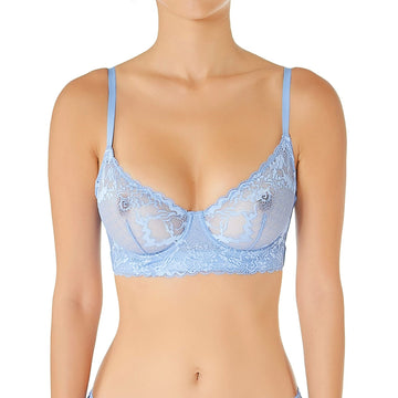 The Thelma bra provides a classic underwired silhouette which supports and lifts with excellent construction and adjustable straps.  Beautifully delicate the bra is crafted from lustrous stretch floral lace fabric and stretch tulle with intricate embroidery.  Soft unpadded cups give a natural uplifted shape.   