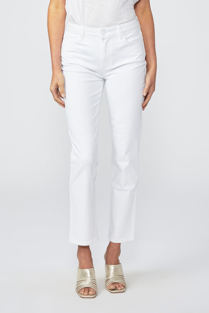 This classic 90's supermodel jean is so incredibly flattering on all shapes you don't need to be a supermodel to look and feel amazing in them.  With a perfect high rise and straight fit which is lean through the leg and finishes neatly at the ankle and in a clean crisp white perfect for Spring/Summer this jean is super soft with plenty of stretch.  A gorgeous and supremely comfortable jean. 