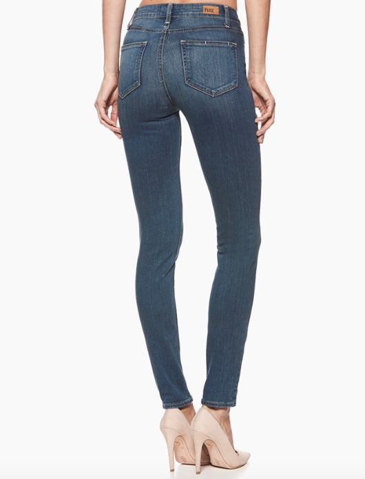 Made from Paige's most luxuriously soft TRANSCEND fabric. Using the latest performance fiber technology, this denim features an innovative formula that combines chic with comfort and won't stretch out no matter what. It has true denim appeal and moves with you all day. The Hoxton high rise, ultra skinny is super stretchy to guarantee the skinniest fit down the leg. Part of the Paige core collection, this style features a classic wash that's ideal for any season and slight whiskering for a worn-in look.