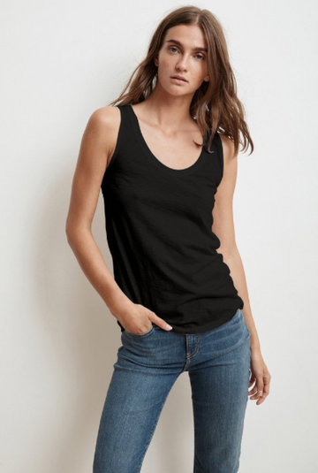 Crafted from Velvet by Graham & Spencer's signature whisper soft cotton slub this tank has an incredible texture and a flattering silhouette.  By cutting in slightly at the armholes you get to show off your shoulders!  With a slightly relaxed shape this will be a tank that spends very little time in your wardrobe.  You'll want this in every colour!