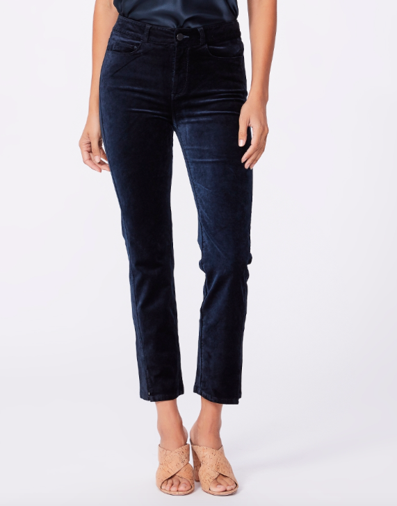 This classic 90's supermodel jean is so incredibly flattering on all shapes you don't need to be a supermodel to look and feel amazing in them.  With a perfect high rise and straight fit which is lean through the leg and finishes neatly at the ankle with a twisted seam and slit detail be prepared to fall in love.  Crafted from a super soft luxurious velvet with plenty of stretch this jean is gorgeous on and also supremely comfortable.  