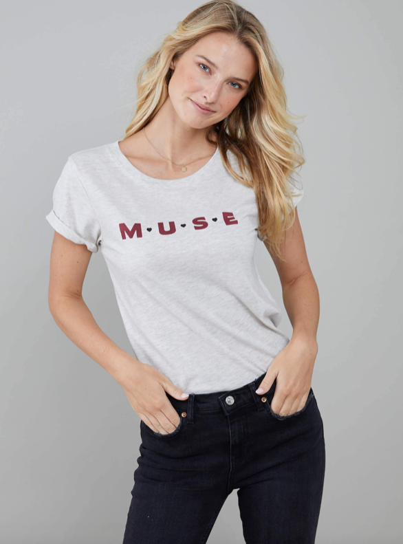 Our fave soft sayings tees from South Parade are back - this one with a flirty "Muse" caption.  Crafted from their signature super soft cotton blend wear this at home with your comfys or out with your favourite denim.  What's not to love!